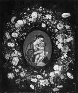 The Madonna And Child Encircled By A Garland Of Flowers by Jan van Kessel the Elder