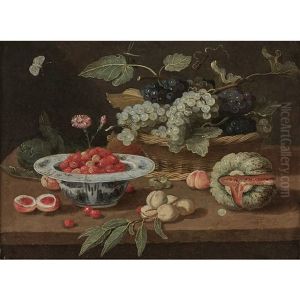 Nature Morte Aux Raisins, Fraises, Melon, Artichauts Sur Un Entablement