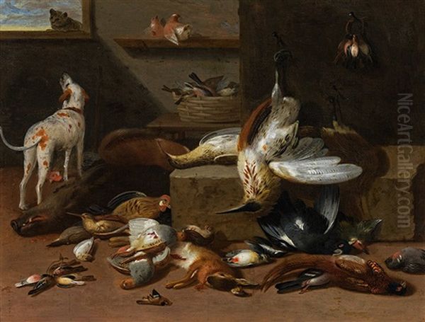 Hunting Still Life With Dog And Cat - view 1