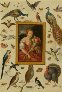 Allegory Of Abundance With Trompe L'oeil Painting And Numerous Animals