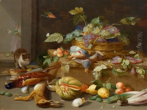 Still Life Of Fruits With Cat And Wild Animals - view 1