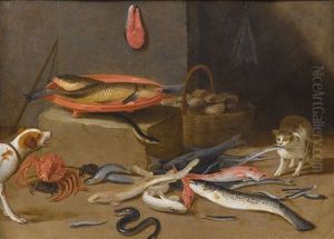 Still Life Of Eels, Sea Shells, Cat And Dog; And Still Life With A Hare, Pheasant And Duck