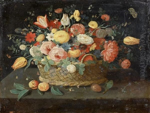 Bouquet De Fleurs Dans Un Panier Pose - view 1