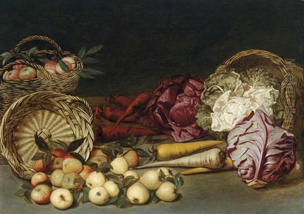 Nature Morte De Pommes, Navets Et Choux - view 1