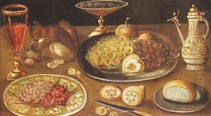 Nature Morte De Fruits Et Orfevrerie Avec Un Ecureuil
