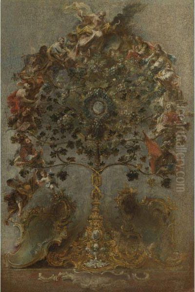 Design For A Monstrance With Grape Vines, God The Father And Otherfigures - view 1