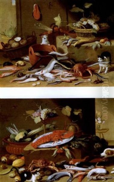 Chats Jouant Avec Du Poisson - view 1