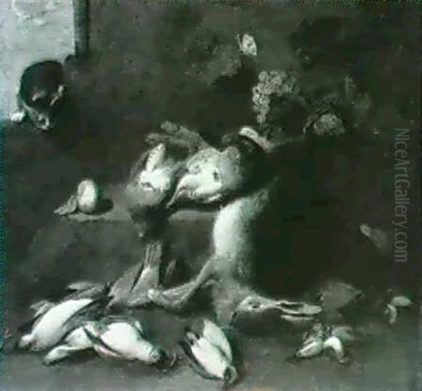A Still Life Of Game, Fruit And Birds With A Cat - view 1