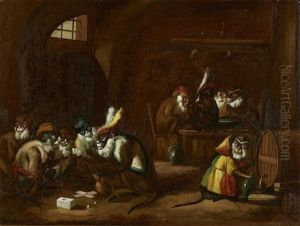Macacos Em Taberna by Ferdinand van Kessel