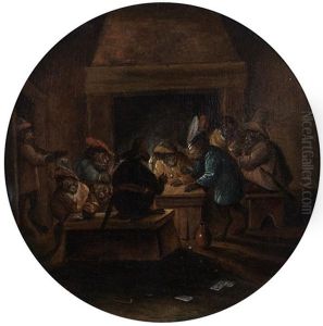 Singerie : Tabagie by Ferdinand van Kessel