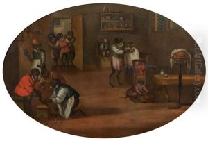 Les Singes Medecins Et Les Singes Musiciens (pair) by Ferdinand van Kessel