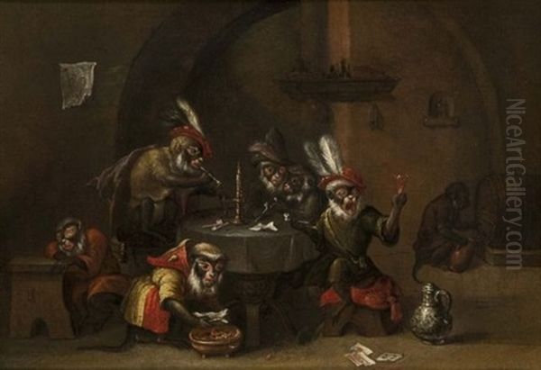 Reunion De Singes Dans Une Taverne - view 1
