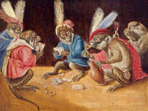 Affengesellschaft Beim Kartenspiel by Ferdinand van Kessel
