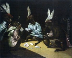 Les Singes Jouers De Cartes by Ferdinand van Kessel