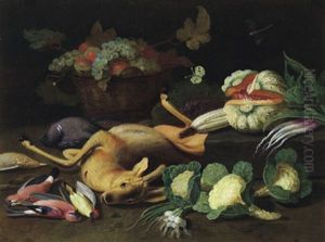 Stillleben Mit Gemusen, Fruchten Und Erlegtem Wild by Ferdinand van Kessel