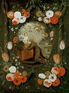 San Antonio Con El Nino Rodeado Por Una Guirnalda De Flores