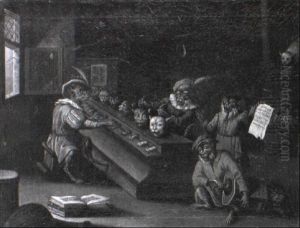 Les Singes Faisant Chanter Les Chats by Ferdinand van Kessel