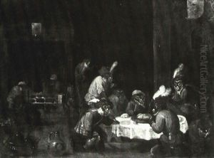 Monkeys Feasting In An Interior