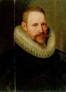 Portrait Of A Gentleman Aged 52 In A Black Jerkin With Slashed Sleeves And A Ruff