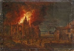 Brand Einer Gotischen Kirche by Jean-Thomas (Nicolas V) Kessel