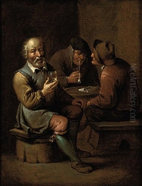 Figures In A Tavern Interior Drinking And Smoking - view 1