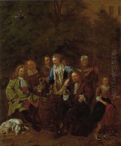 Frolische Gesellschaft Im Freien Beim Wein