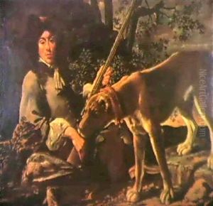 A Huntsman With His Gun And French Beagle... by Peter Van Kessel