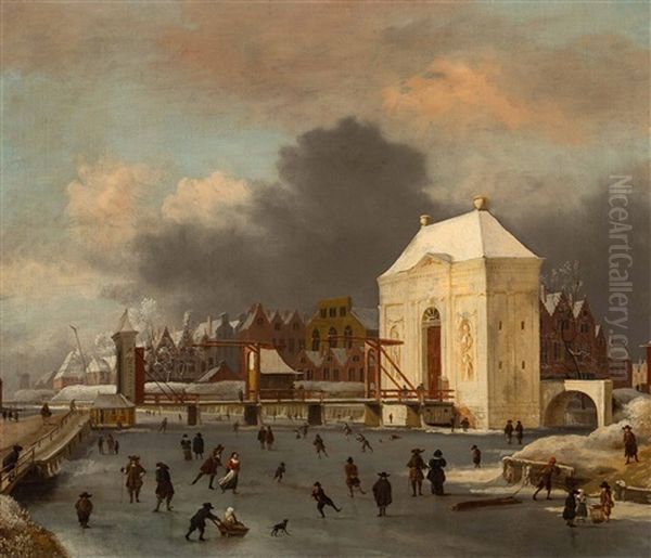 View Of The Frozen Singel And The Heiligewegspoort In Amsterdam - view 1