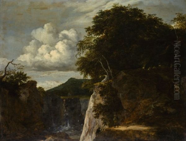 Rocky Landscape With A River Gorge And Waterfall - view 1