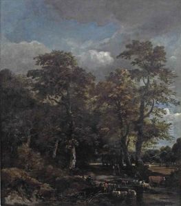 A Wooded Landscape With Cattle Crossing A Stream by Jan van Kessel