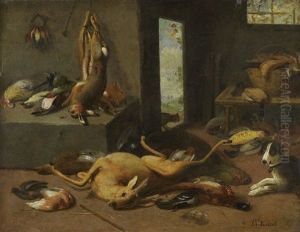 Trophees De Gibier Dans Un Interieur De Cuisine by Jan van Kessel