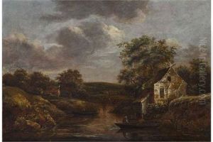 Flusslandschaft Mit Fischerboot by Jan van Kessel