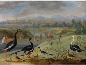 Exotische Vogel In Fernostlicher Landschaft by Jan van Kessel