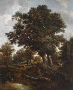 Bewaldete Landschaft Mit Wanderern Und Einem Reiter by Jan van Kessel