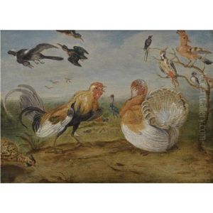 A Landscape With A Cockerel And A Turkey Squabbling, And Other Fowl