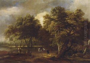 A Wooded River Landscape With Bandits