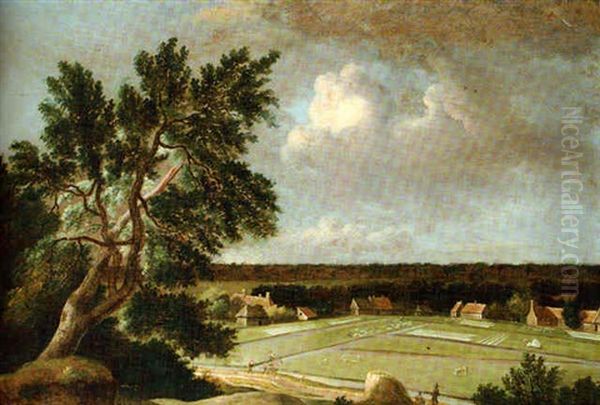 A View Of Linen-bleaching Grounds With Figures On A Track In The Foreground - view 1