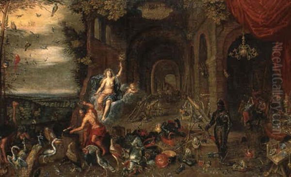 The Elements Of Air And Fire: Vulcan At His Forge With Aeolus And Putto - view 1