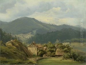 Kleines Gehoft In Mittelgebirgslandschaft