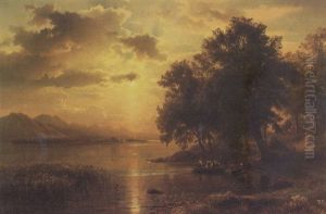 Seelandschaft Mit Sonnenuntergangsstimmung