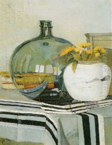Stilleven Met Boeken, Een Fles En Een Gemberpot Met Bloemen
