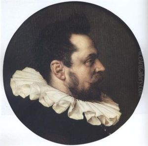 Portrait Of A Gentleman In Profile Wearing A Black Tunic And A White Ruff