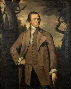 Portrait Of John Owen Of Penrhos, Three-quarter-length, In A Brown Coat Holding A Riding Crop, Standing Before A Landscape