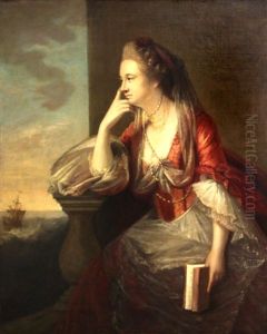A Portrait Of A Lady, Thought To Be Maria, Duchess Of Gloucester, Three-quarter Length, Seated By A Balustrade, A Sailing Ship In The Distance