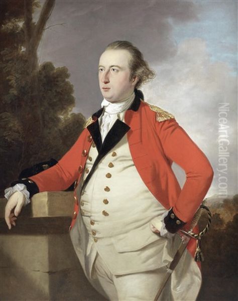 Portrait Of Captain Robert Stewart Of St. Fort, Fife (died 1799), Half-length, In Military Uniform, Standing - view 1