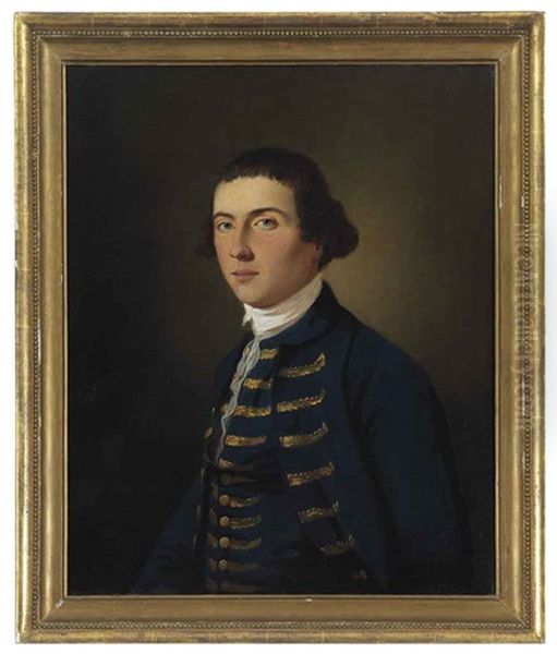 Portrait Of A Young Man In Blue Coat And Waistcoat With Gold Embroidery - view 1