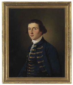 Portrait Of A Young Man In Blue Coat And Waistcoat With Gold Embroidery