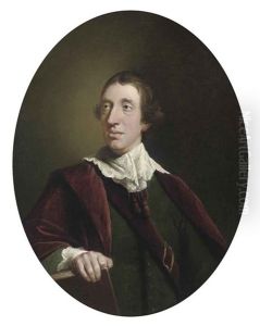 Portrait Of A Gentleman In A Green Coat And Red Robes, His Right Hand Resting On A Book