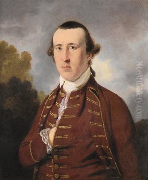 Portrait Of A Gentlemanin A Rust Coat And Waistcoat, With Gold Frogging - view 1