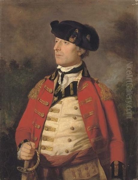 Portrait Of An Officer In Military Uniform, A Sword In His Right Hand, In A Landscape - view 1